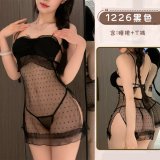 Black nightgown + stockings