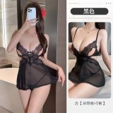 Black nightgown + T-shirt