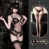 Open-crotch top + black stockings