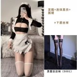As shown in the picture + black stockings