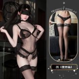 Open-crotch top + black stockings