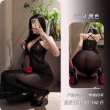 Black sexy long skirt with shapely buttocks + thong