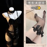 Black suit + black bow-tie stockings