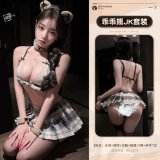6970850718094 Heather Gray [Headpiece + Necklace + Bra + Skirt + Thong + Bracelet * 2] + Matching Stockings