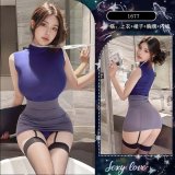 Dark gray [top + skirt + name tag + thong]