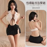 2529 Black and white + black stockings