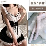 Black and white maid + white stockings