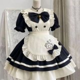 Black and white opening (with apron and bow) + white stockings