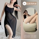 Black and white open-crotch socks