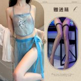 Blue and black fishnet stockings