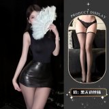 Blue and black brimless stockings