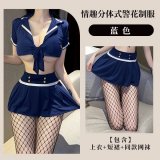 Blue suit + fishnet tights