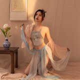 Light blue [outer robe - skirt - bodice - thong] + white stockings