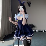 Blue [Bunny ears + top + suspender skirt + T-shirt]