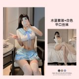 Light blue suit + white boxer stockings