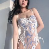 Blue and white bodysuit