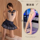 Blue and white open-crotch socks