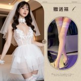 Bridal gown + white stockings