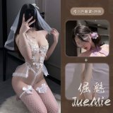 Bride + White Eye Mask + Fishnet Stockings