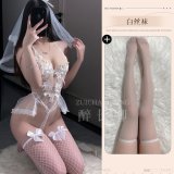 Bride in white stockings