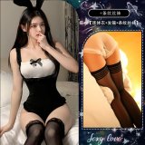 Bunny Girl Outfit [bodysuit + headband + striped stockings]
