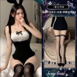 Bunny Girl Outfit [bodysuit + headband + black fishnet stockings]