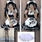 Kitten Black Maid Outfit with Petticoat and Black Stockings (Headpiece Included)