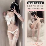 Pure and seductive catwoman + model-style fishnet stockings