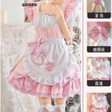 Catgirl pink dress + apron + headdress + bell necklace + 3 bows