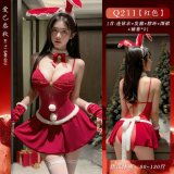 Wear multiple Christmas outfits: [bodysuit + skirt + headband + choker + 2 arm warmers]