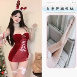 Christmas outfit + white open-crotch stockings