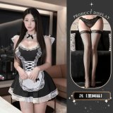 Cute maid + black fishnet stockings