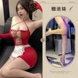 Charming Maid ◆ Red and White Fishnet Stockings