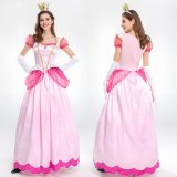 Pink adult female Princess Aurora dress + crown + gloves
