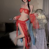 Dunhuang [Outerwear + Bandeau Top + Underwear + Striped Skirt]