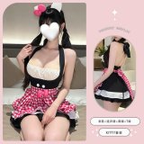 Set [Dress + Apron + Headband] + Black 1