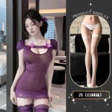 Dress + white fishnet stockings