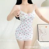 Floral print sundress (no bra pads) + white stockings