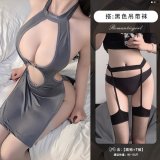 High-grade gray and black garter stockings