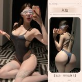 Gray school swimsuit + matching socks + eye mask