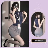 Grayish purple (top + skirt + name tag + thong)