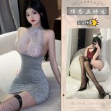 Gray and silver suit + black stockings