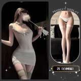 Gray and white fishnet stockings