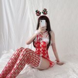 7445 [Headband + Bell Neck Ring + Mesh Dress (with Garter Belt) + Bracelets * 2 + Thong + Fishnet Stockings]