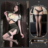 Delicate police officer* Black + black stockings