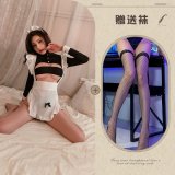 Serum-draining maid + black fishnet stockings