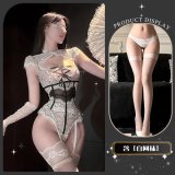 Bound and trembling* White + white fishnet stockings + blindfold