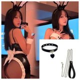 Hot Bunny Girl Outfit + Heart-Shaped Leash