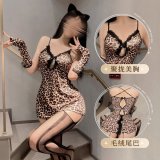 Leopard print skirt [including sleeves], stockings not included.