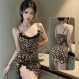 Leopard print slip dress [without bra padding]